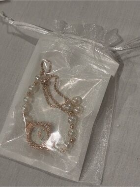 Pearl Accent Rose Gold Watch Bracelet for Women